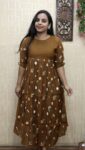 Mul Chanderi Designer Frock Kurti (Caramel Brown)