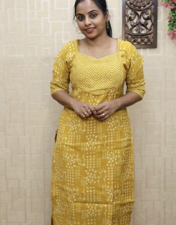 Muslin Silk Slit Kurti (Yellow)