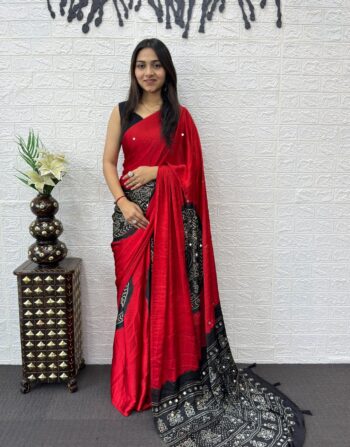 Semi Modal Silk Real Mirrorwork Saree