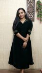 Designer Velvet Handworked Aline Kurti (Dark Green)