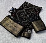 Soft Georgette Mirrorwork Saree (Black)