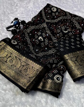 Soft Georgette Mirrorwork Saree (Black)