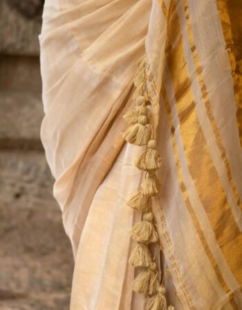 Onam Special Soft Linen Tissue Saree (Mulla)