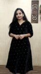 Velvet Sequence Butta Aline Kurti (Black)