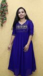 Georgette Heavy Handworked Partywear Kurti (Royal Blue)