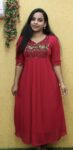 Georgette Heavy Handworked Partywear Kurti (Pink)