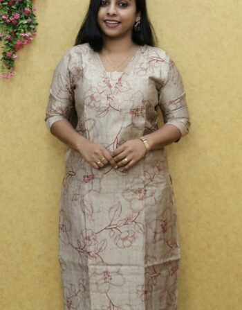 Vetican Silk Printed Cord Set (Chikku n Pink)