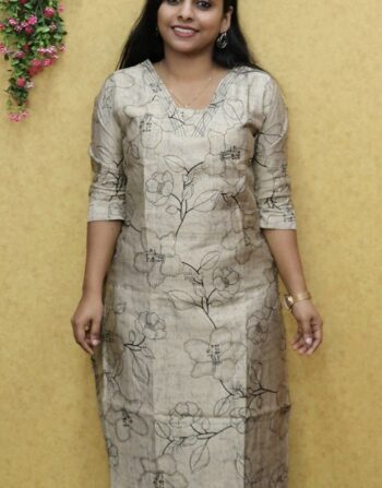 Vetican Silk Printed Cord Set (Chikku n Black)