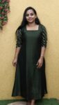Vichitra Silk Aline Kurti (Dark Mehandi Green)
