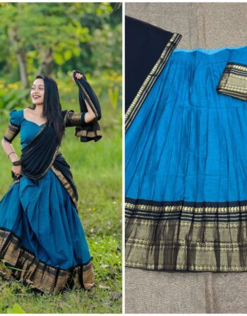 Kanchi Cotton Dhavani Prebooking (Blue Black)
