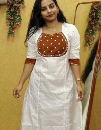 Chanderi Silk Aline Kurti (Brown)