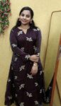 Velvet Organza Partywear Aline Full Sleeve Kurti (Deep Wine)