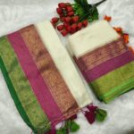 Mul Cotton Kanchi Border Saree (Cream)