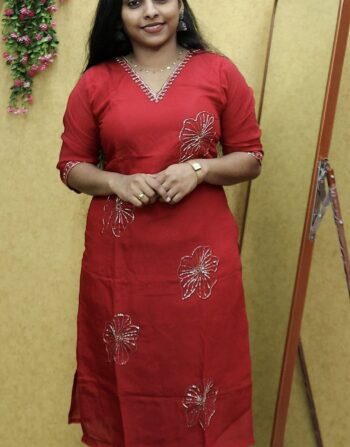 Mul Chanderi Cord Set (Rani Pink)