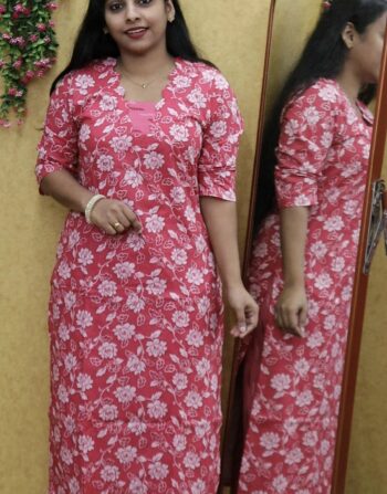 Cotton Printed Cord Set (Pinkish Peach)