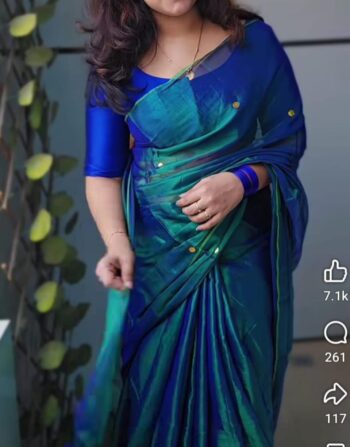 Peacock Coin Soft Mul Tissue Saree (Mayil )
