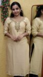 Vichitra Silk Handworked Slit Kurti (Golden)