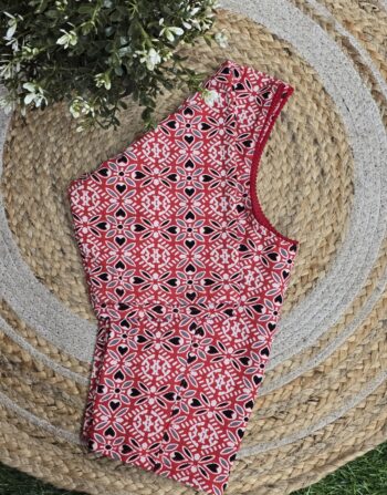 Ajrak Printed Stretchable Blouse (Red)