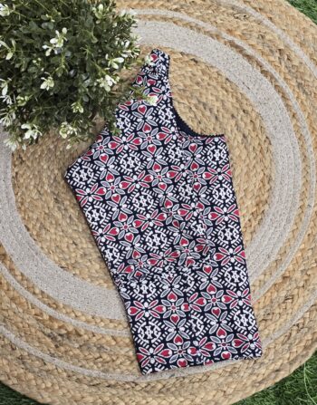 Ajrak Printed Stretchable Blouse (Navy Blue)