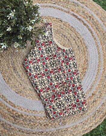 Ajrak Printed Stretchable Blouse (Chikku)
