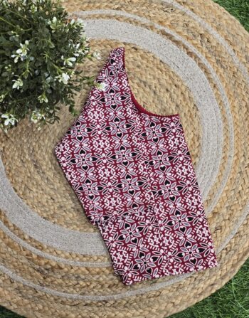 Ajrak Printed Stretchable Blouse (Meroon)