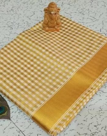 Kerala Cotton Saree With Kasavu Chex (Karthika)