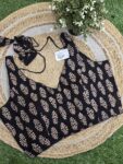 Ajrak Cotton Free Size Blouse (Black)