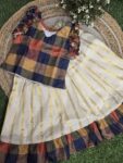 Kids Madras Chex Top With Skirt (Pattern 5 Brown Blue)