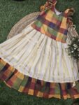 Kids Madras Chex Top With Skirt (Pattern 3 Yellow  Green)