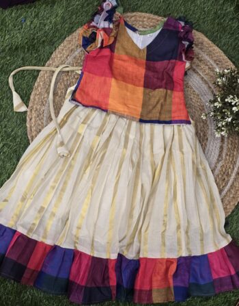 Kids Madras Chex Top With Skirt (Pattern 2 Big Chex)