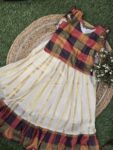 Kids Madras Chex Top With Skirt (Pattern 1 Green Orange)