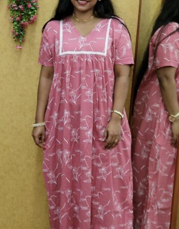 Lace Work Long Nighty