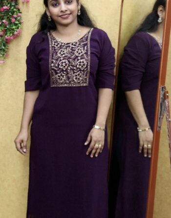 Georgette Partywear Slit Kurti (Purple Wine)