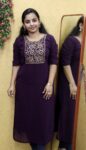 Georgette Partywear Slit Kurti (Purple Wine)
