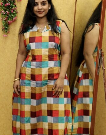 Madras Chex Coat Collar Frock Nighty