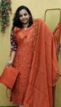 Premium Mul Chanderi 3 Piece Set (Rust Orange)