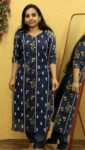 Mul Chanderi Slit Cord Set (Dark Peacock Blue)