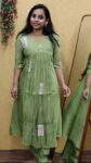 Mul Chanderi Aline Cord Set (Pista Green)