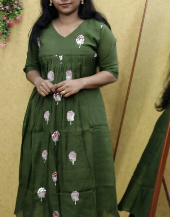 Mul Chanderi Aline Cord Set (Gram Green)