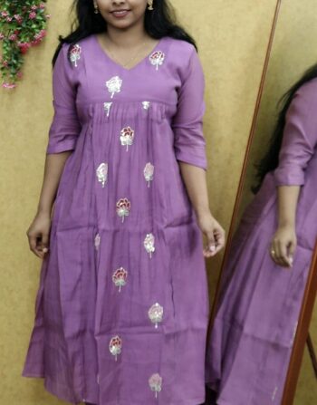Mul Chanderi Aline Cord Set (Lavender )