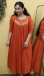 Soft Georgette Partywear Aline Kurti (Orange)