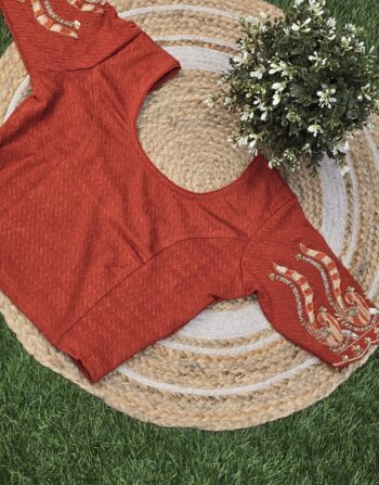 Handworked Stretchable Blouse (Burnt Orange)