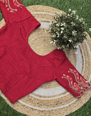 Handworked Stretchable Blouse (Chilly Red)