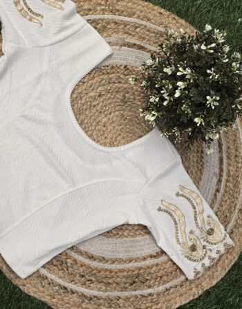 Handworked Stretchable Blouse (Milky White)