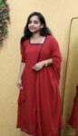 Om Santhi Oshana Georgette Aline Kurti With Duppatta (Meroon )