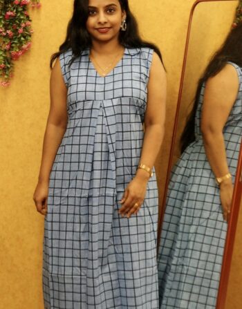 Half Collar Sleeveless Frock Nighty (Sleeves Attached)