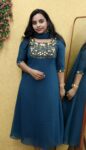 Georgette Partywear Aline Top And Duppatta (Teal Blue Green)
