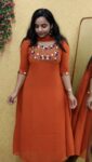 Georgette Partywear Aline Top And Duppatta (Burnt Orange)