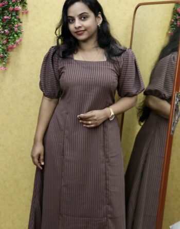 Georgette Princess Cut Aline Frock (Chocolate)