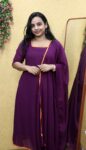 Georgette Aline Kurti With Duppatta (Wine)
